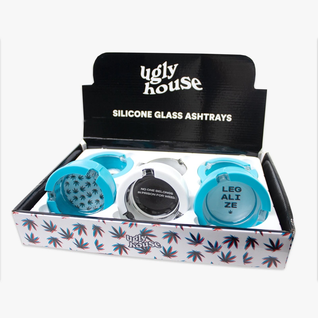 TRA 3" ASHTRAY-SILICONE & GLASS- PRISON