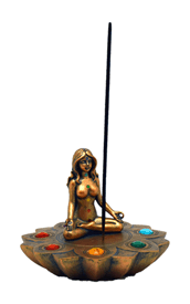 IAC 002841 BRONZE COLORED CHAKRA STONE INCENSE BURNER