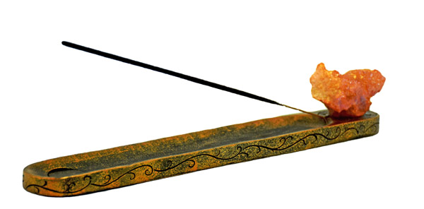 IAC 002987 ORANGE CRYSTAL INCENSE BURNER