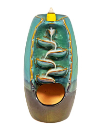 IAC 003079 BLUE CERAMIC BACK FLOW INCENSE BURNER