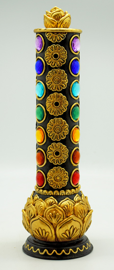 IAC 003177 LOTUS FLOWER CHAKRA TOWER  INCENSE BURNER