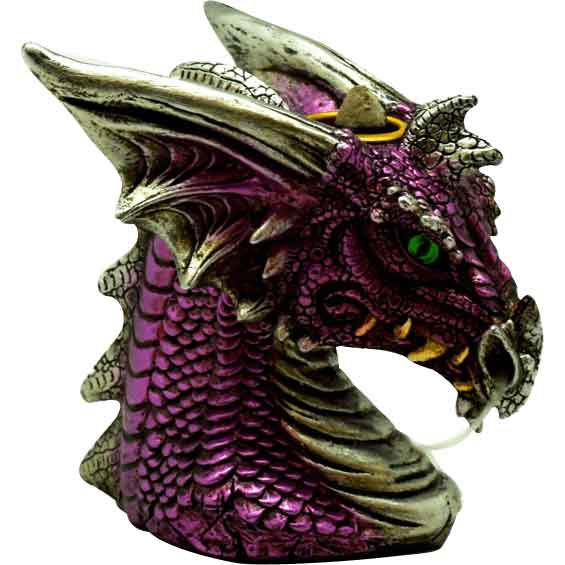 IAC 002974 PURPLE DRAGON BUST BACHFLOW INCENSE BURNER