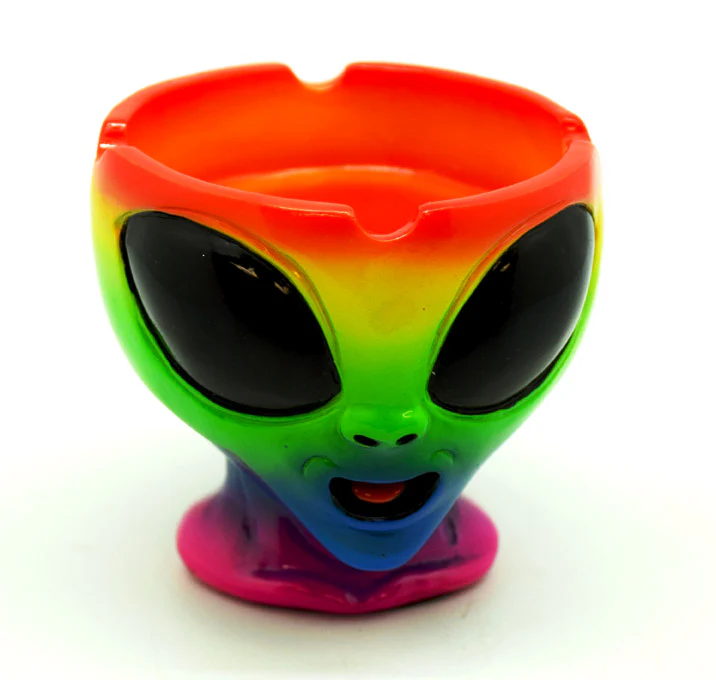 IAC 003033 MULTI COLORED ALIEN HEAD ASHTRAY