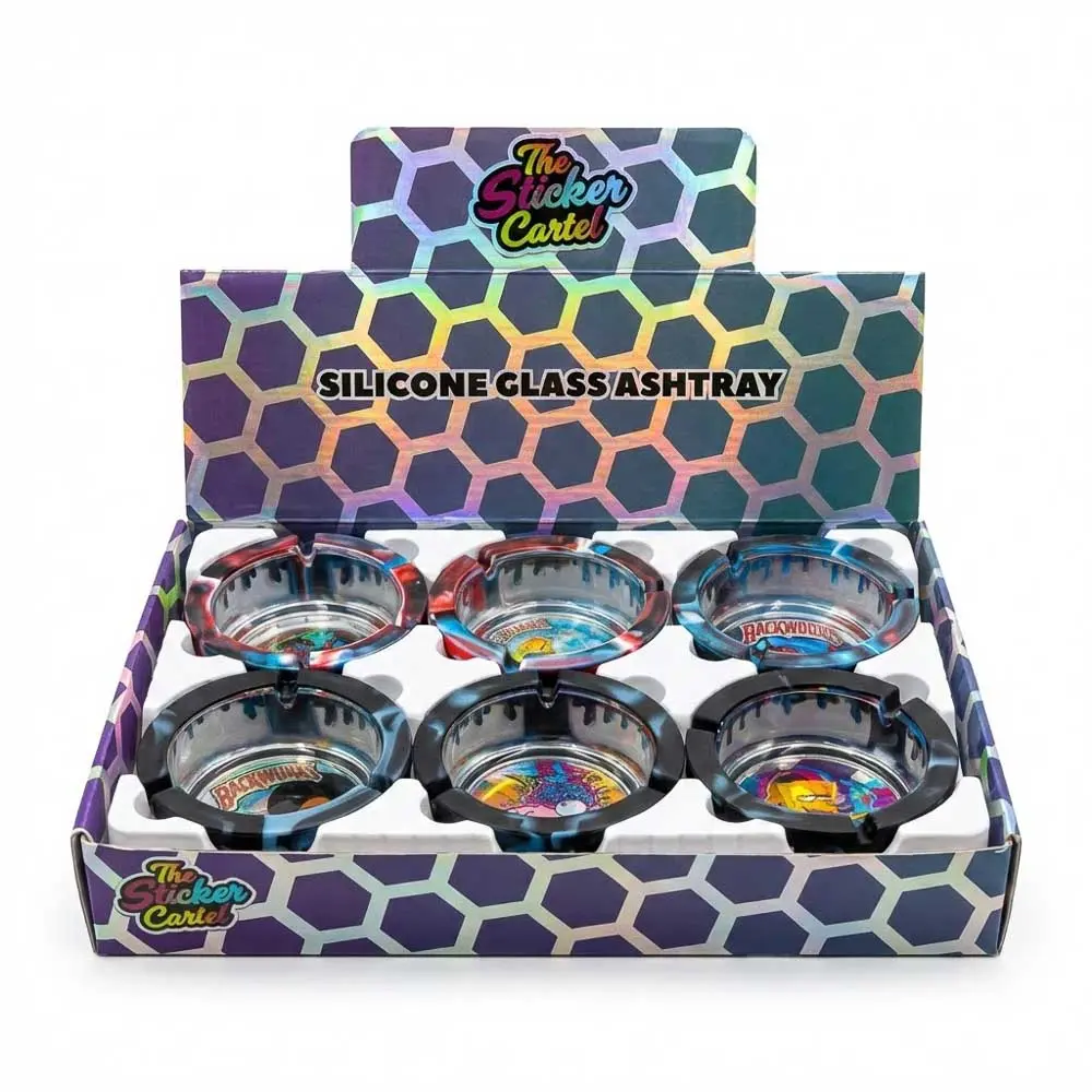TRA THE STICKER CARTEL - SILICONE GLASS ASH TRAY 100MM 6CT DISPLAY