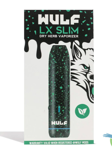 ELA  WLF-LXS-BGS WULF MODS LX SLIM PORTABLE DRY HERB VAPORIZER-BLACK-GREEN SPATTER