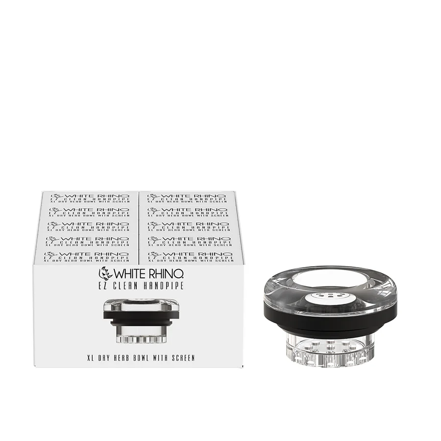 W RHINO EZ CLEAN HANDPIPE REPLACEMENT XL DRY HERB BOWL WITH SCREEN-10 COUNT DISPLAY