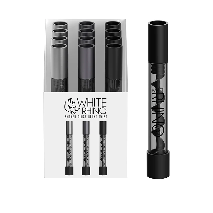 W RHINO GLASS BLUNT TWIST SMOKED - 12 COUNT DISPLAY